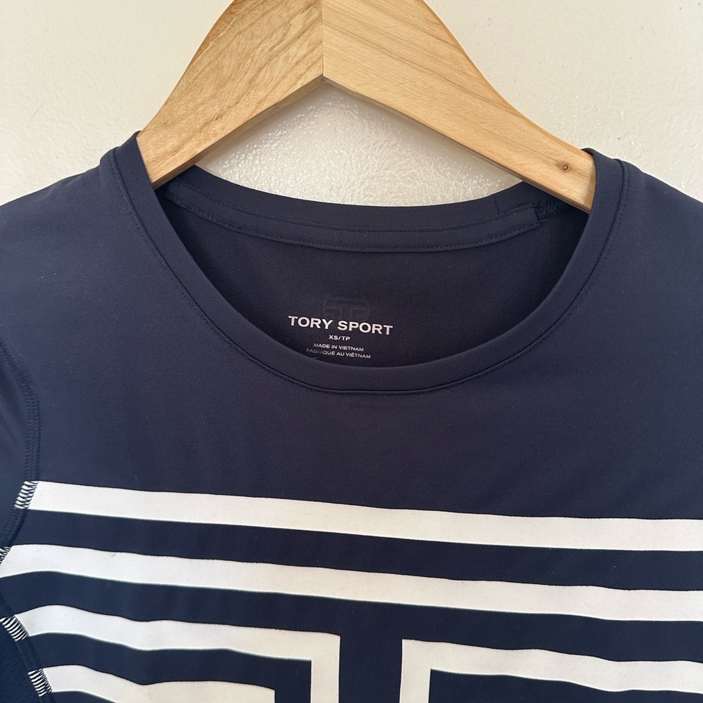 Tory Sport Navy and White Striped Long Sleeve Top - Picture 4 of 4